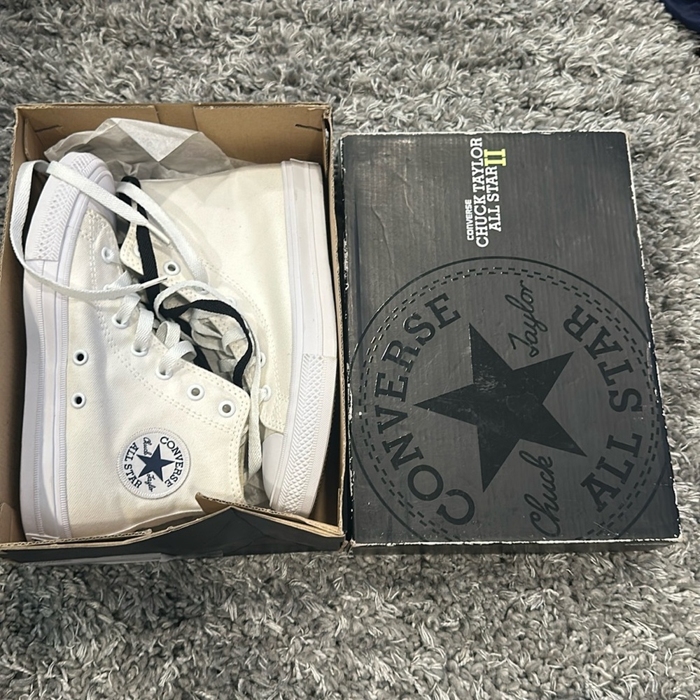 Converse white high top sneakers size 2Y